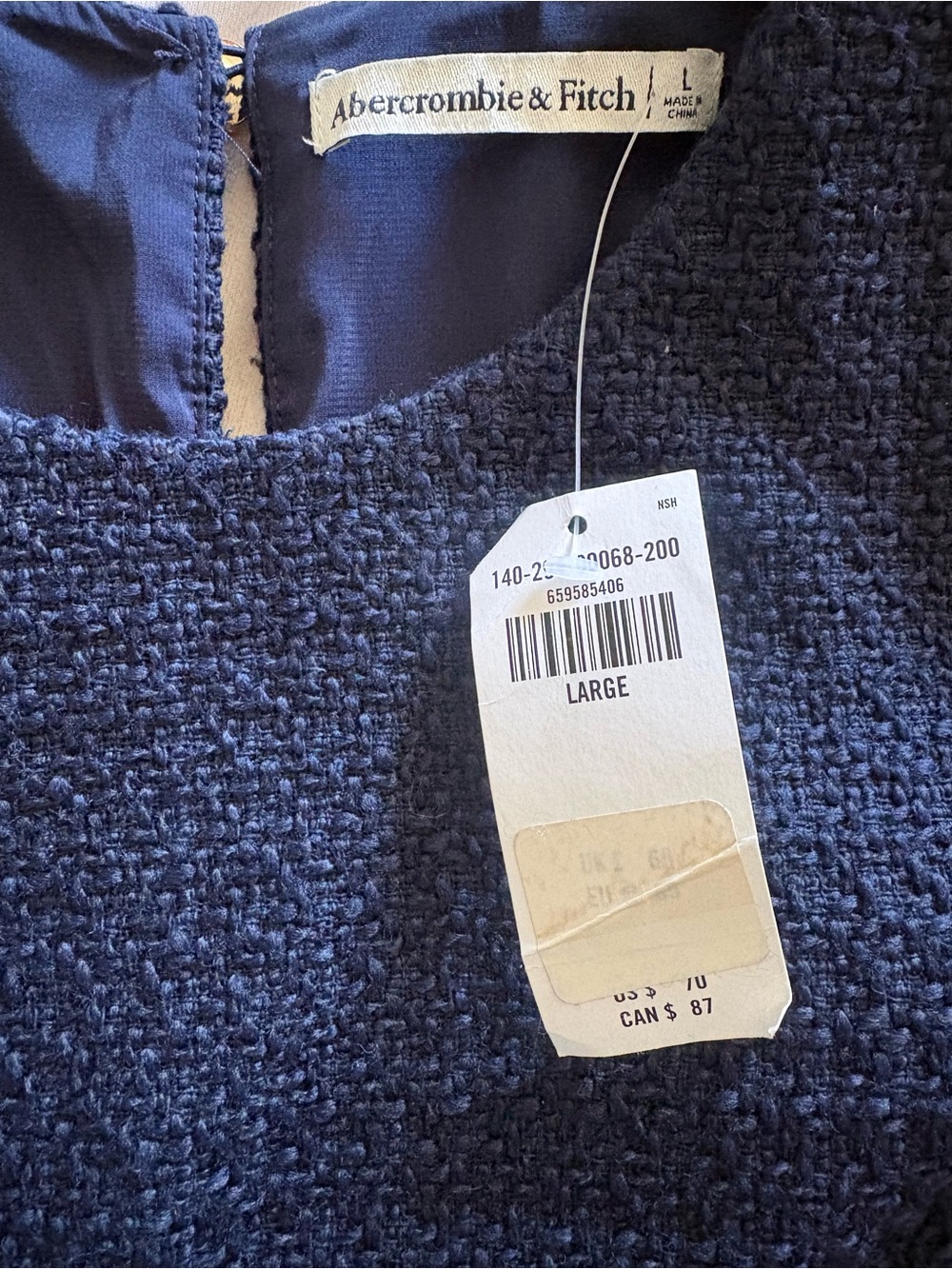 Abercrombie & Fitch Navy Textured Bouclé Jacket L
